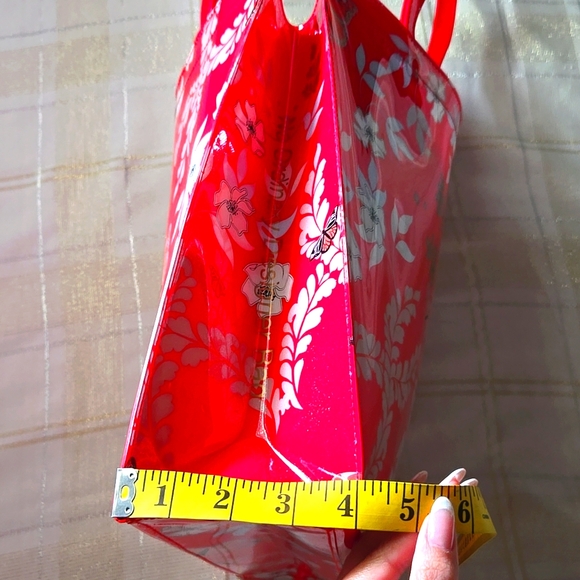 NWT Ted Baker Red Floral Glossy Tote - Picture 14 of 15